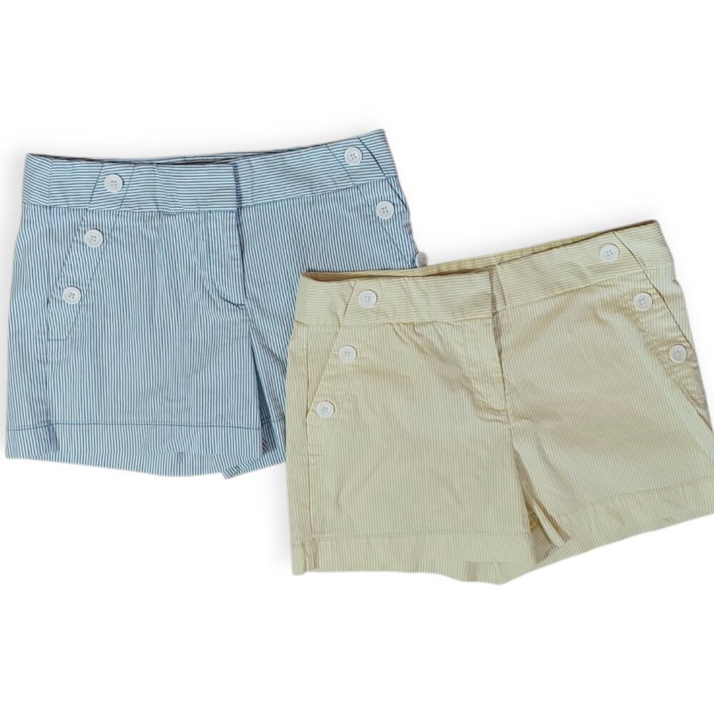Loft Sailor Shorts Women's Blue Yellow White Stripe Riviera Preppy (Lot of 2) 8